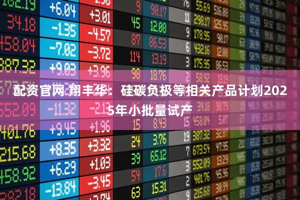 配资官网 翔丰华：硅碳负极等相关产品计划2025年小批量试产