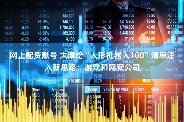 网上配资账号 大摩给“人形机器人100”清单注入新思路：游戏和网安公司